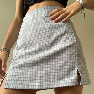 Brandy Melville Baby Blue Plaid Cara Skirt